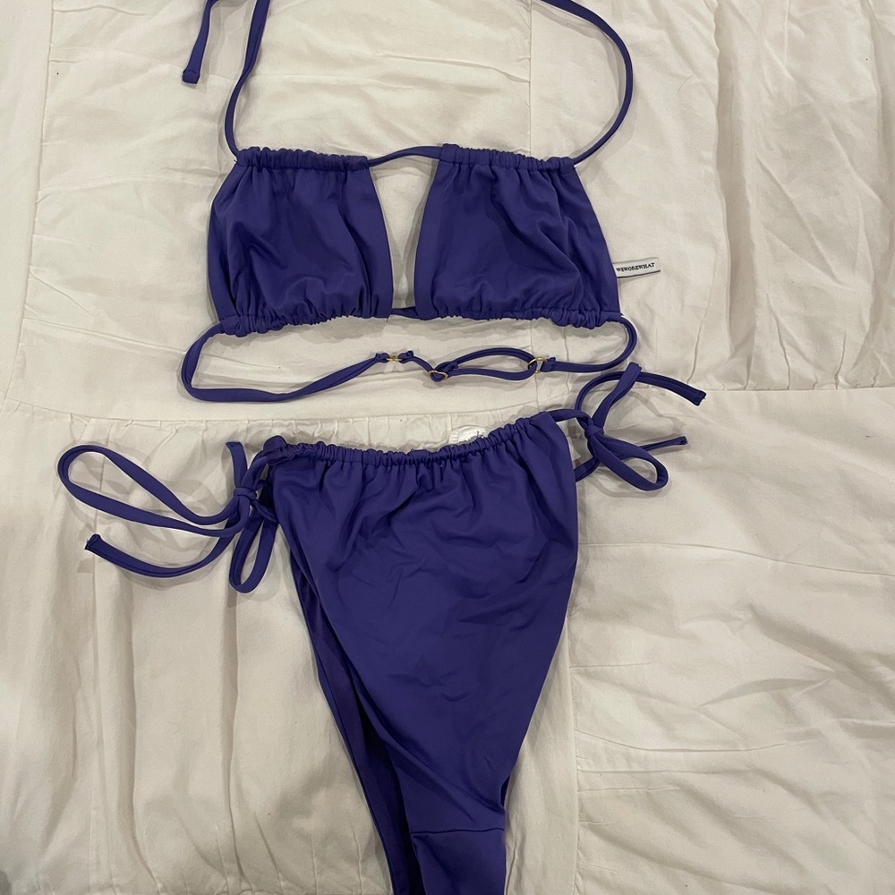 WeWoreWhat Ruched String Bikini in Sapphire - Picture 5 of 9